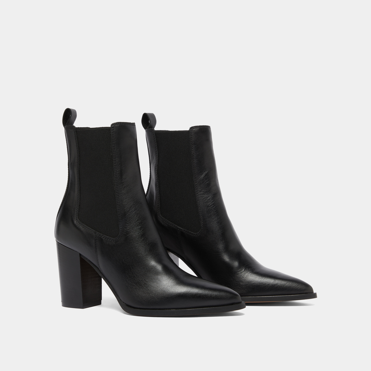 Bottines à talons et élastiques in black leather | PEPITA