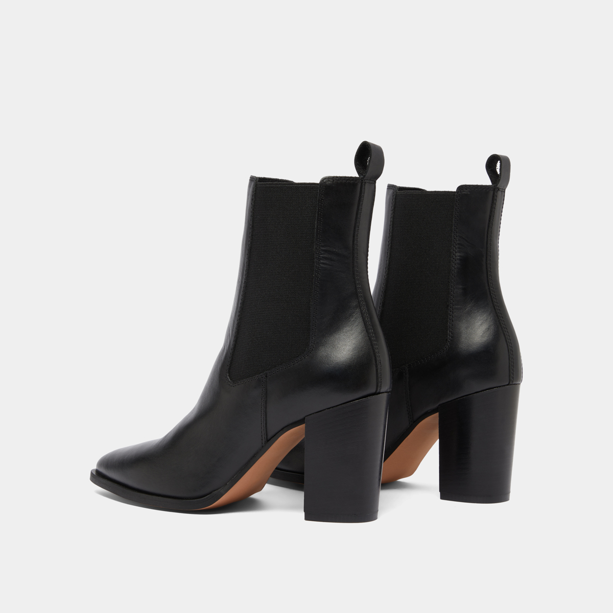 Bottines à talons et élastiques in black leather | PEPITA