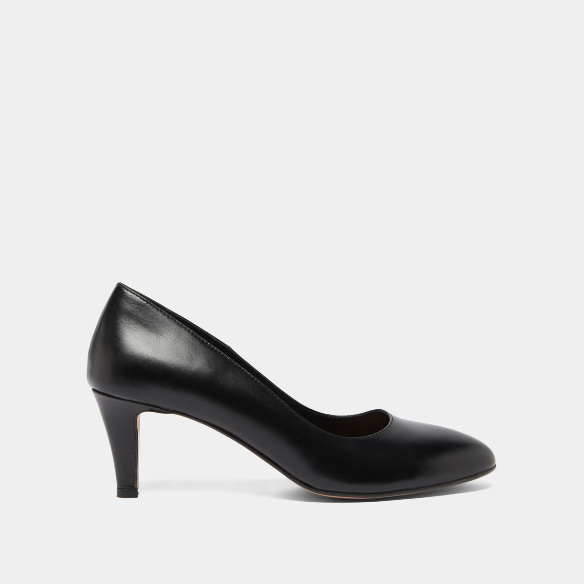 Escarpins &agrave; bouts arrondis in black leather | VELIA