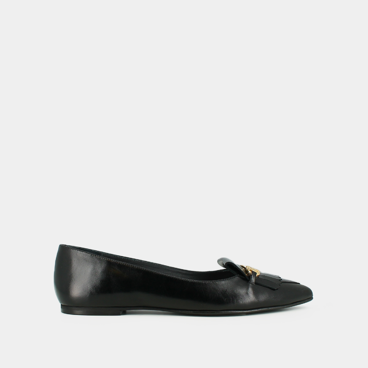 Ballerines à mors dorés in black leather | DIESE