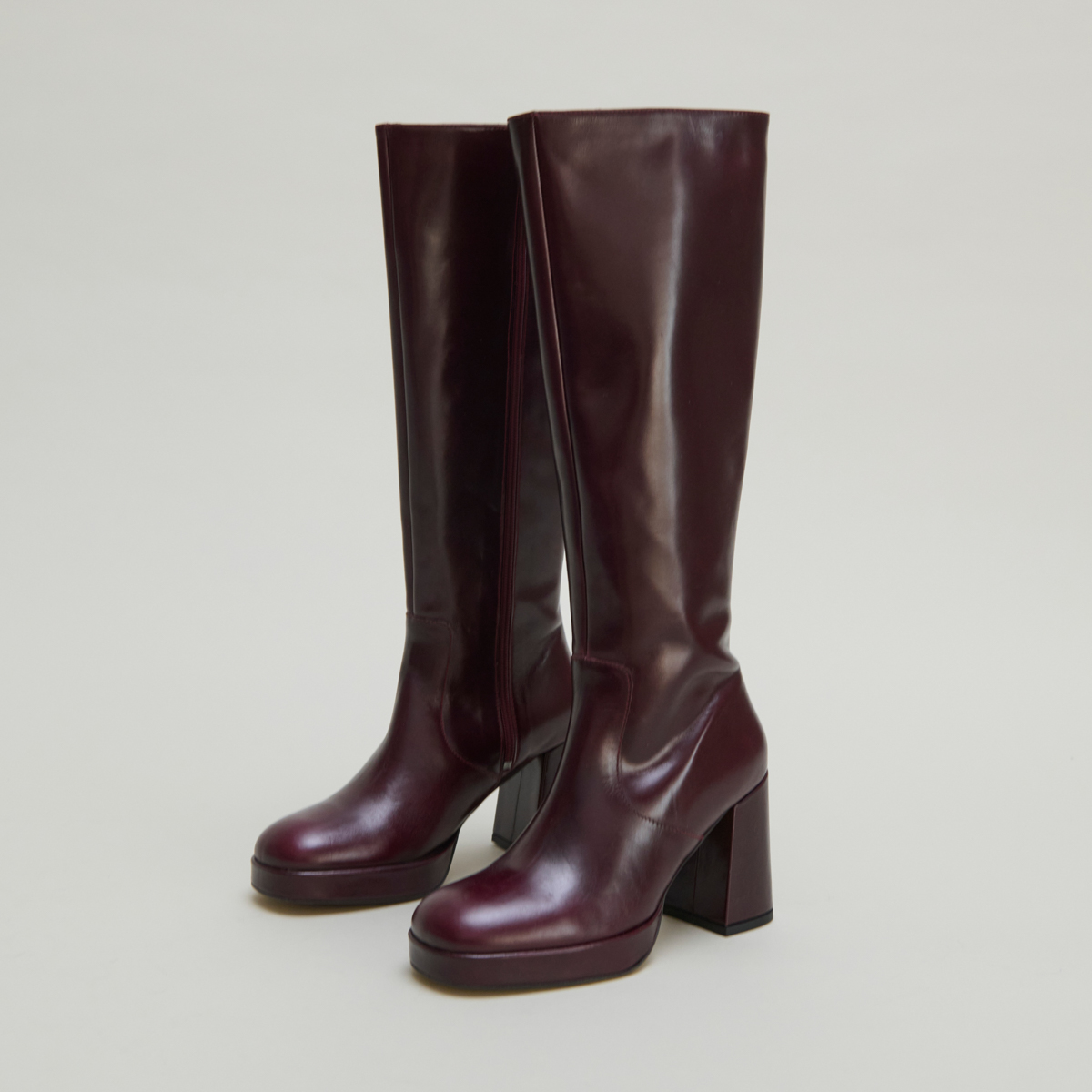 Platform boots in burgundy leather | VENDOME