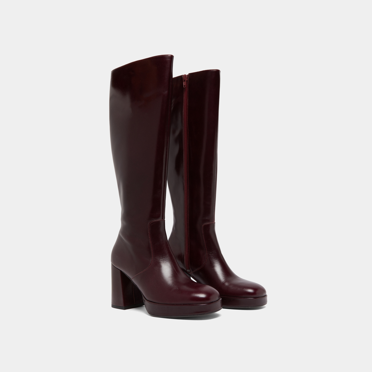 Platform boots in burgundy leather | VENDOME