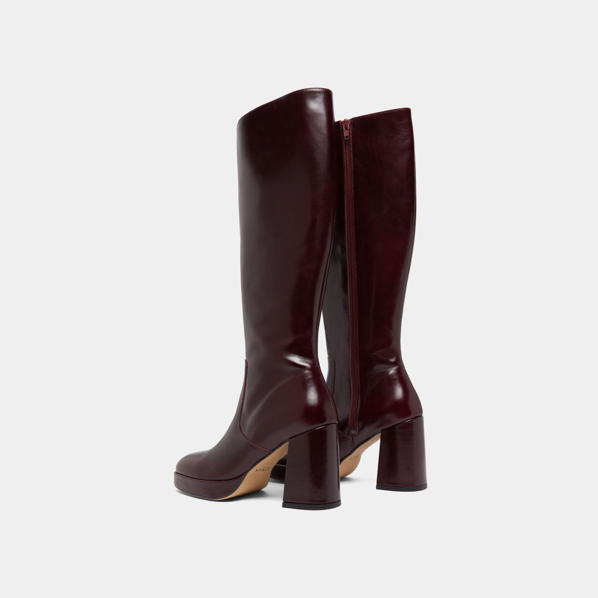 Platform boots in burgundy leather | VENDOME