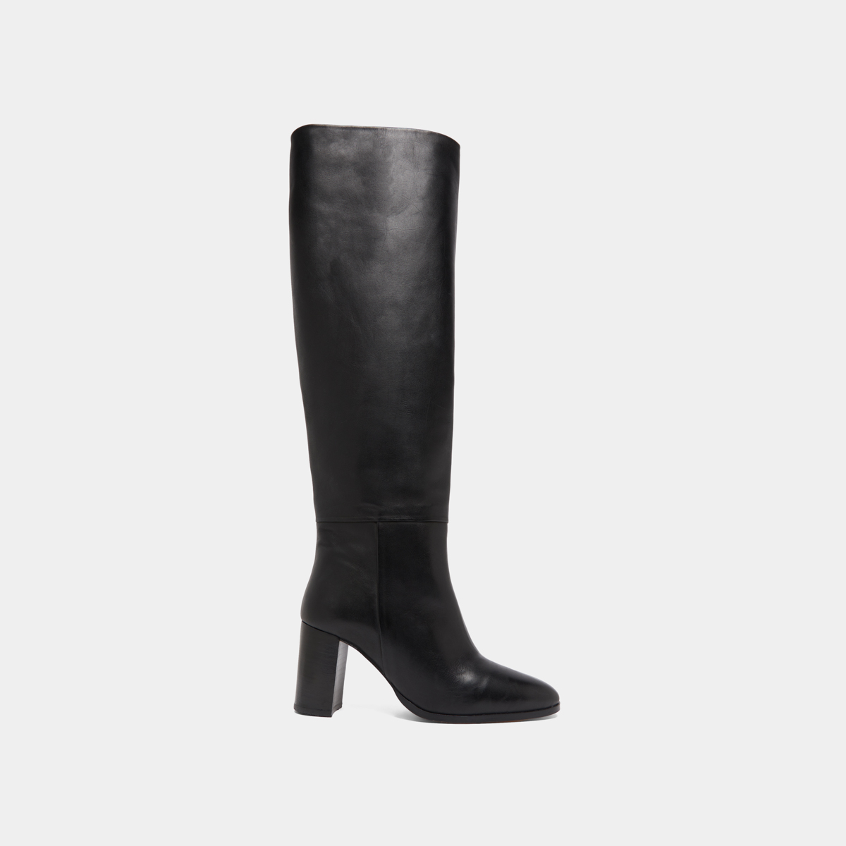Bottes hautes à bouts arrondis in black leather | VENTURA