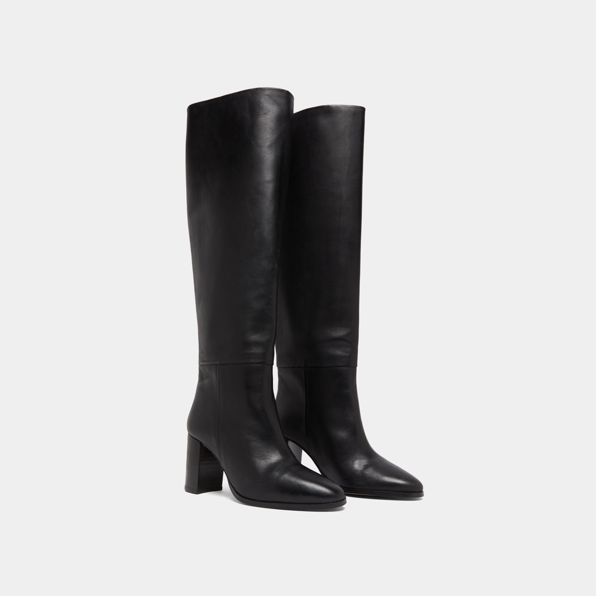Bottes hautes à bouts arrondis in black leather | VENTURA