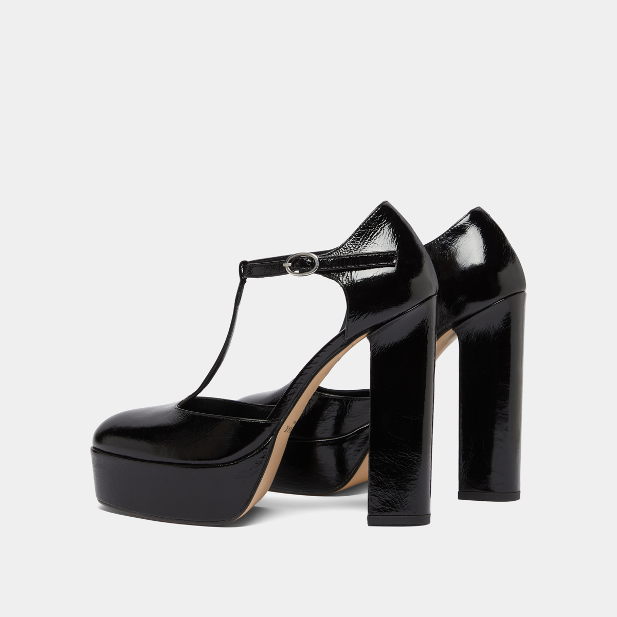 Salomés à talons hauts in black shiny leather | VANCO