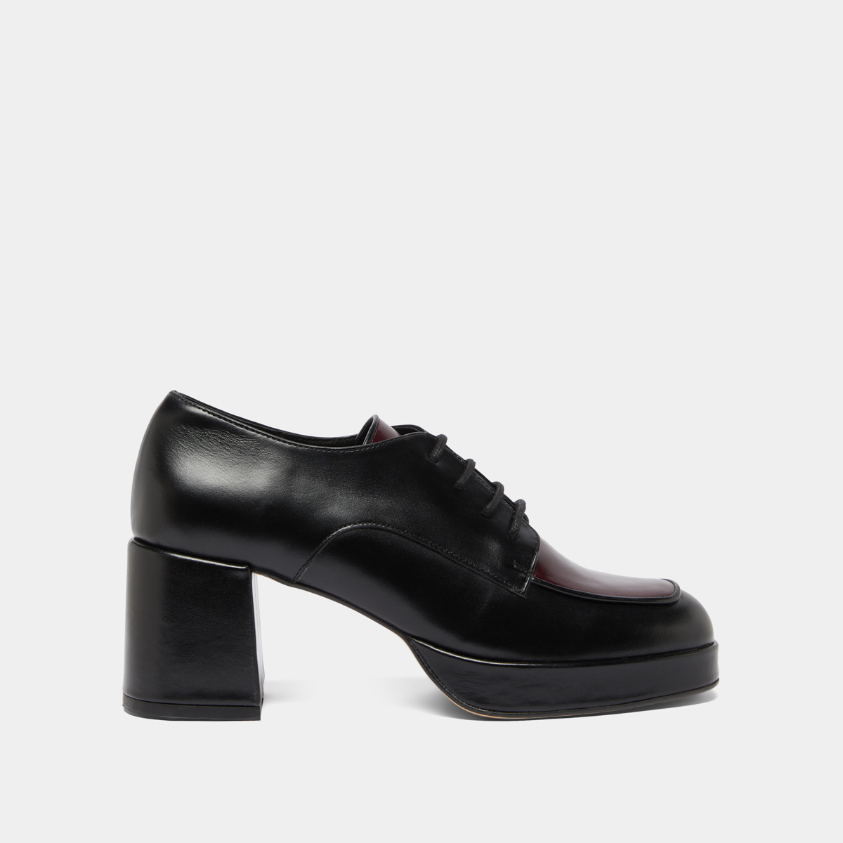 Derbies à talons in black and burgundy leather | VIVALDI