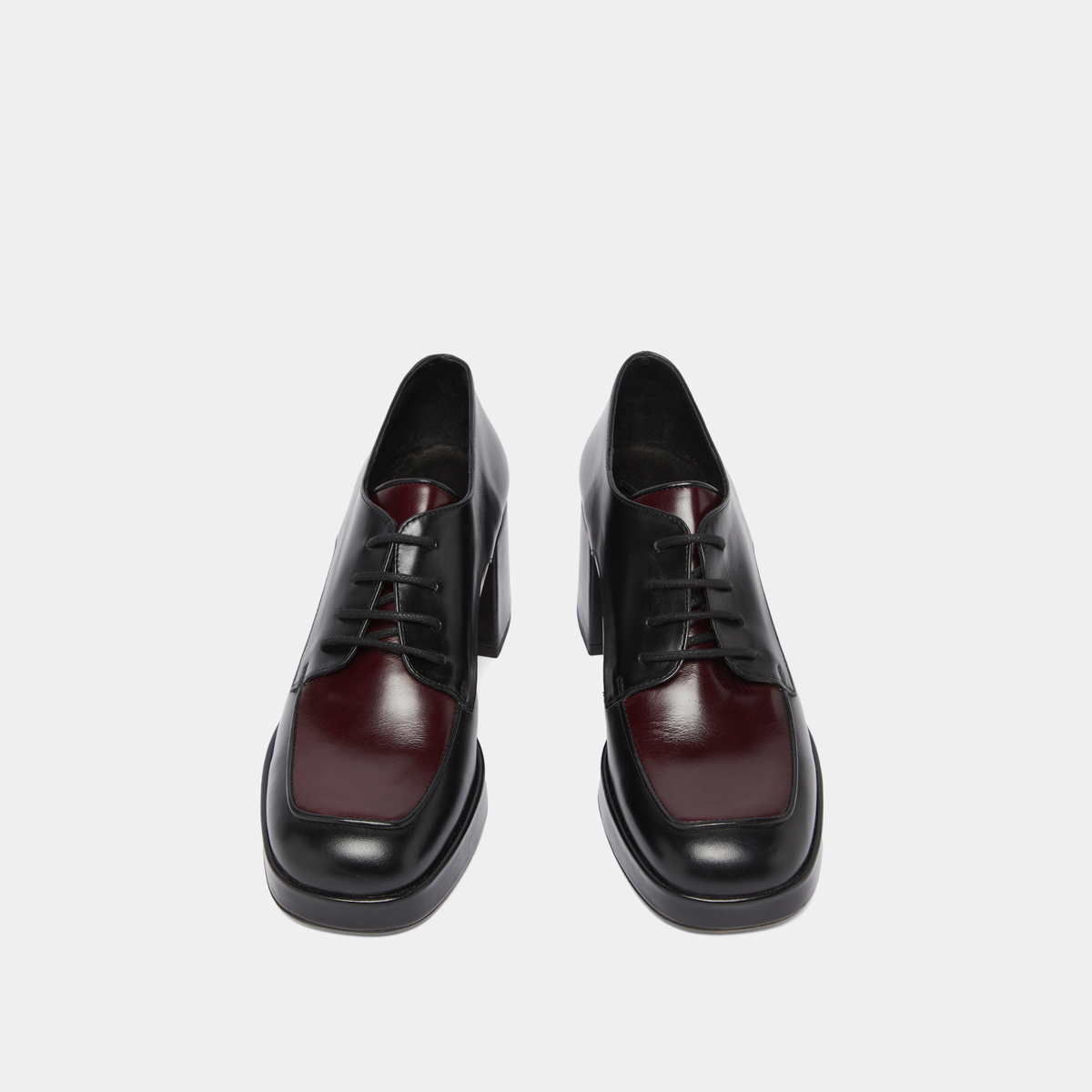 Derbies à talons in black and burgundy leather | VIVALDI
