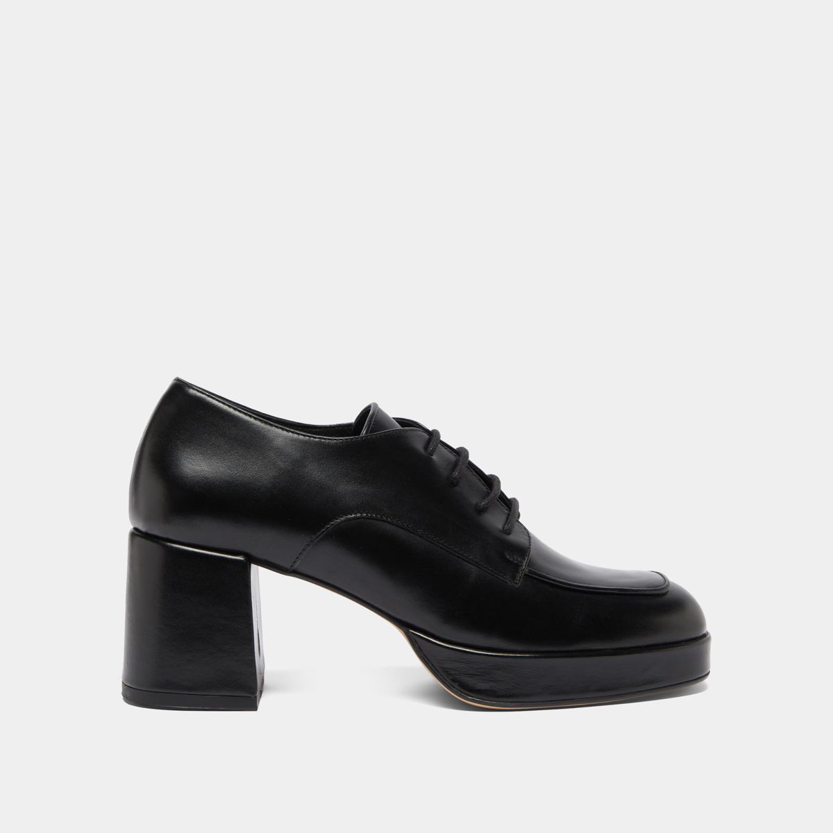 Derbies à talons in black leather | VIVALDI