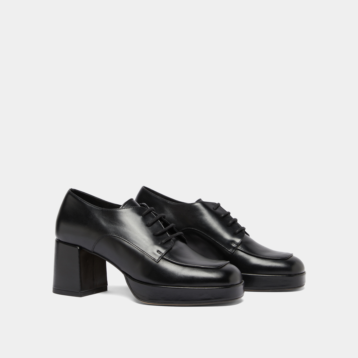 Derbies à talons in black leather | VIVALDI