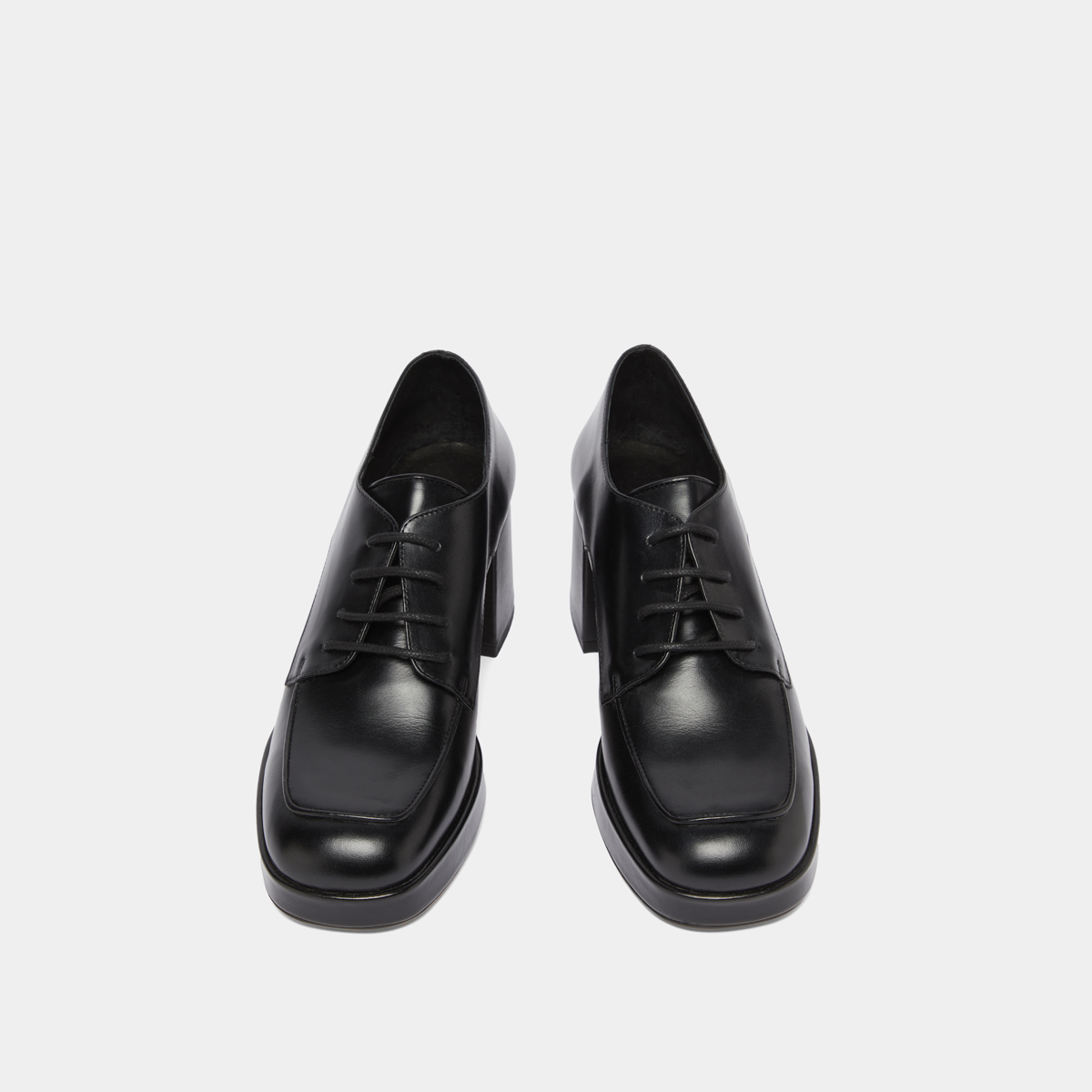 Derbies à talons in black leather | VIVALDI