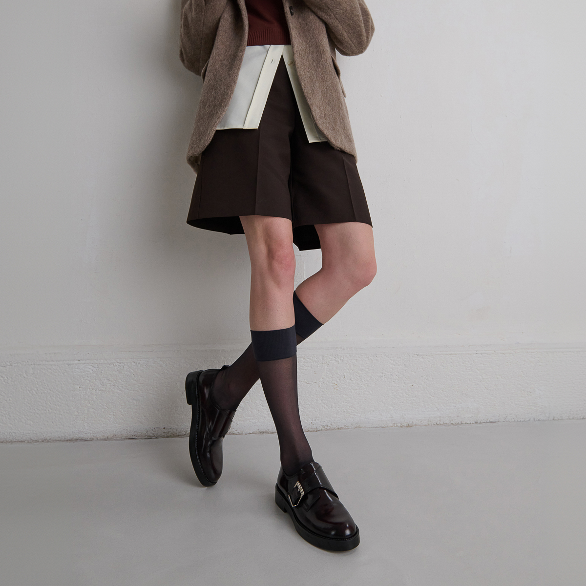 Derbies à boucles ajustables in burgundy patinated leather | ARCHIBALD