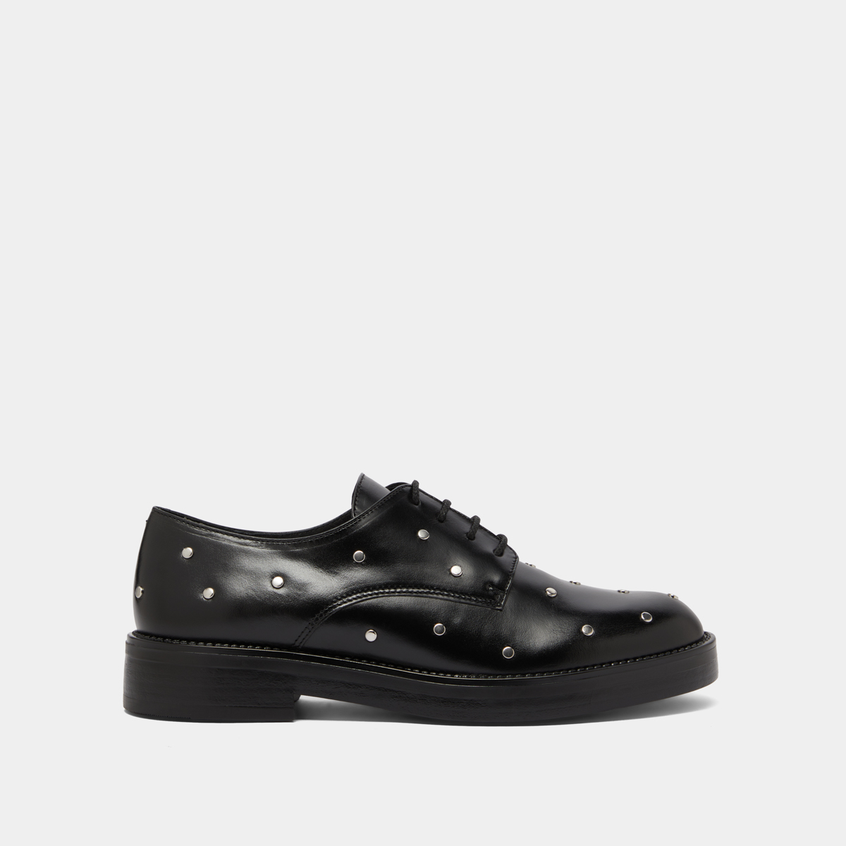 Derbies à détails argentés in black leather | ASTOU
