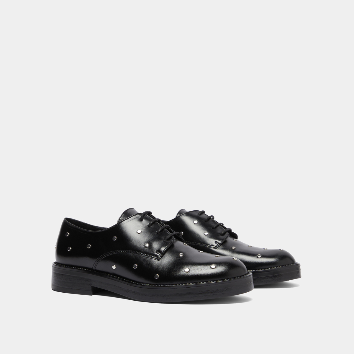 Derbies à détails argentés in black leather | ASTOU