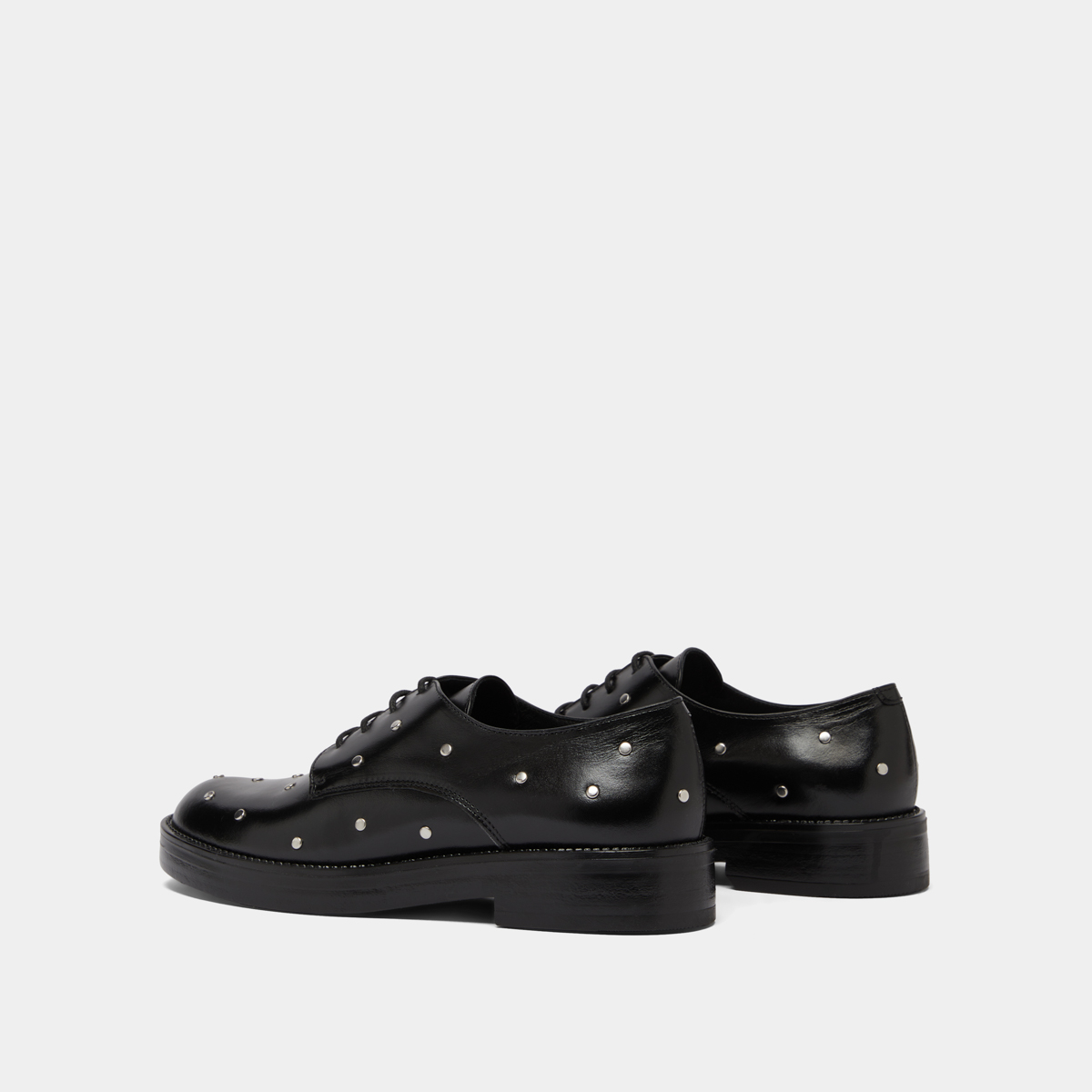 Derbies à détails argentés in black leather | ASTOU