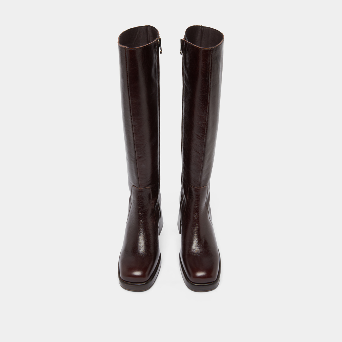 Platform boots in chocolate distressed leather | BETINA