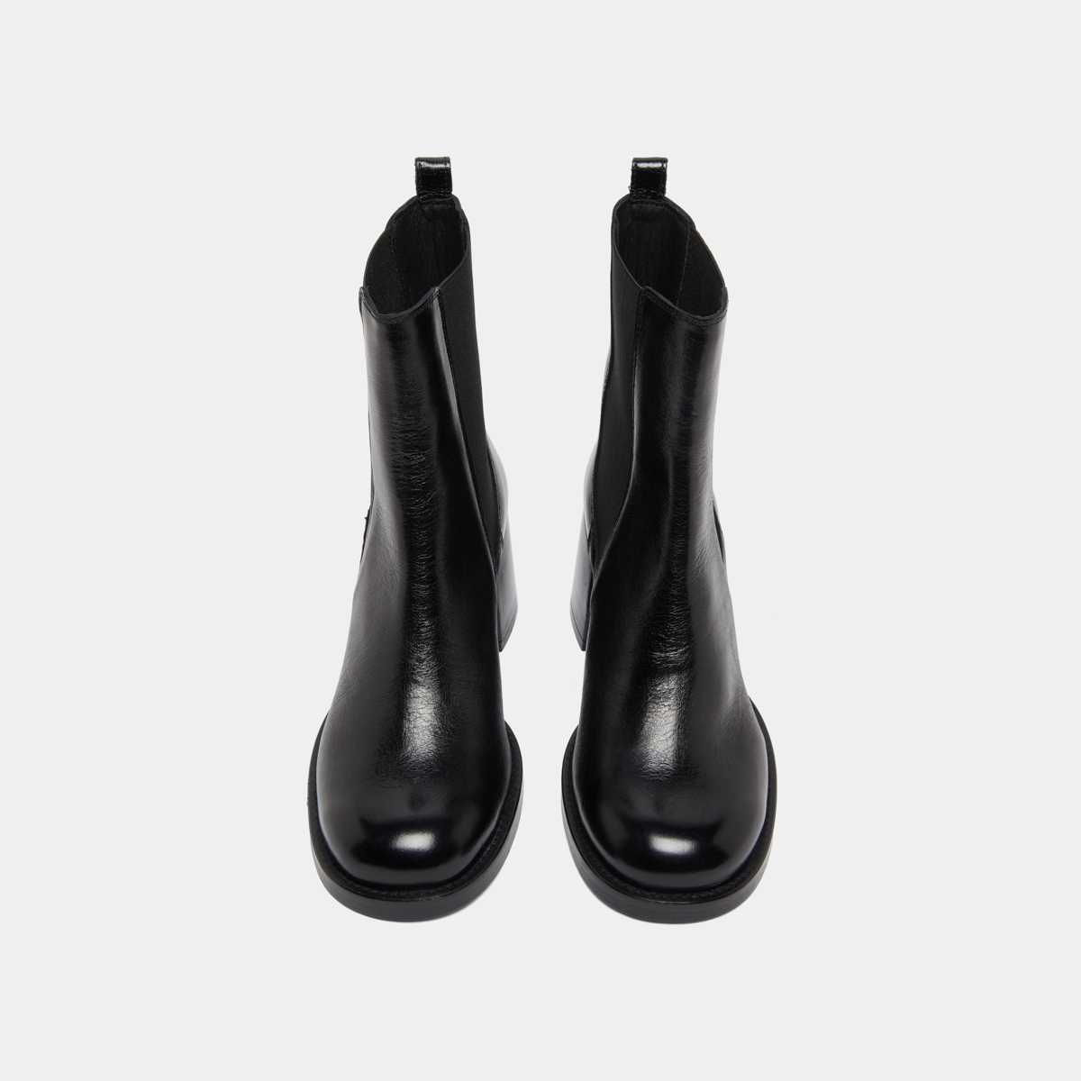 Boots à talons et élastiques in black distressed leather | BIENVUE
