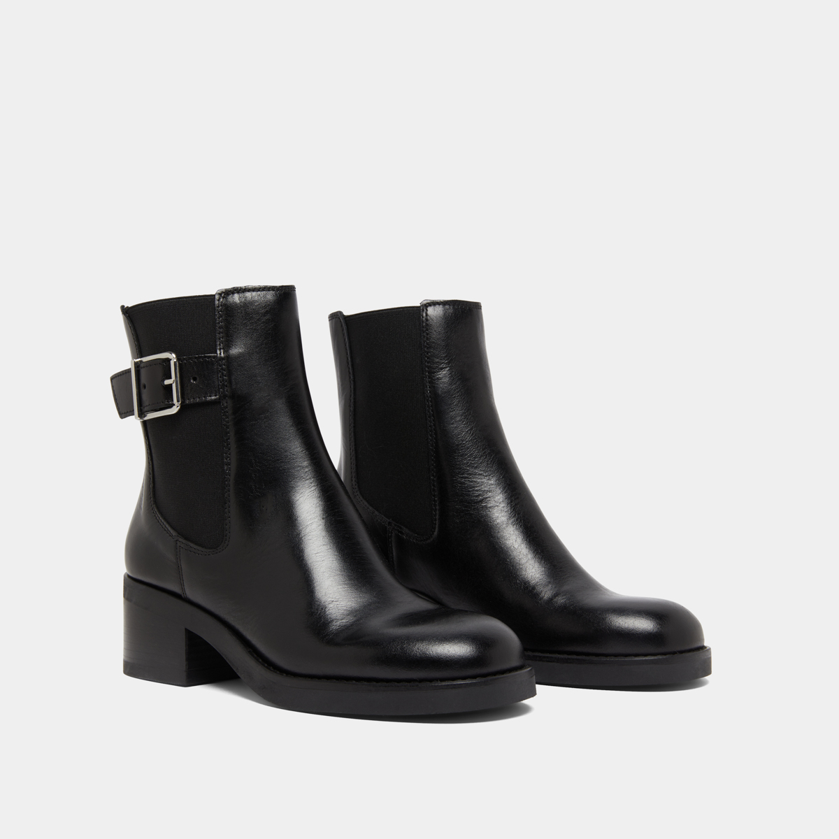 Boots &agrave; &eacute;lastiques et boucles ajustables... in black leather | BOULOU