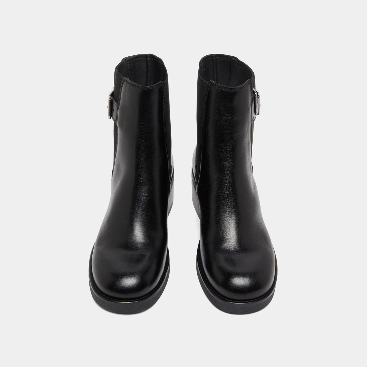 Boots &agrave; &eacute;lastiques et boucles ajustables... in black leather | BOULOU