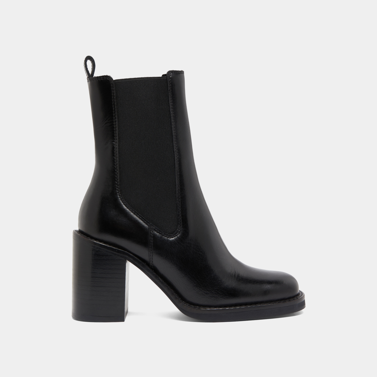 Ankle boots with overflowing heels in black leather | BRETZ