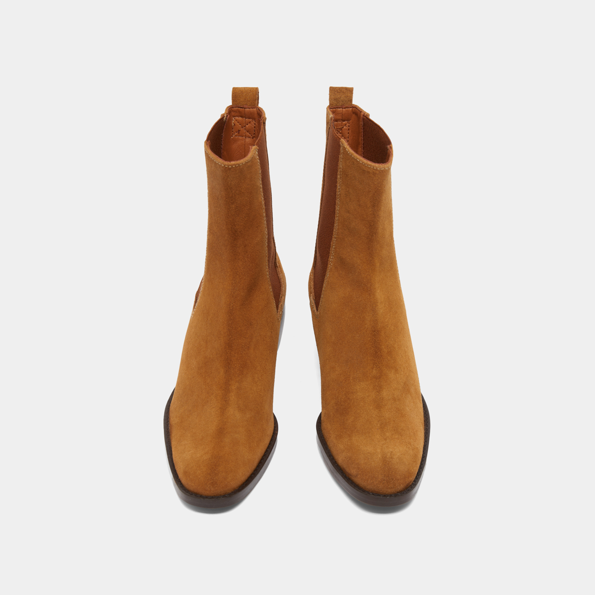 Boots à élastiques in cognac suede | MAEVA