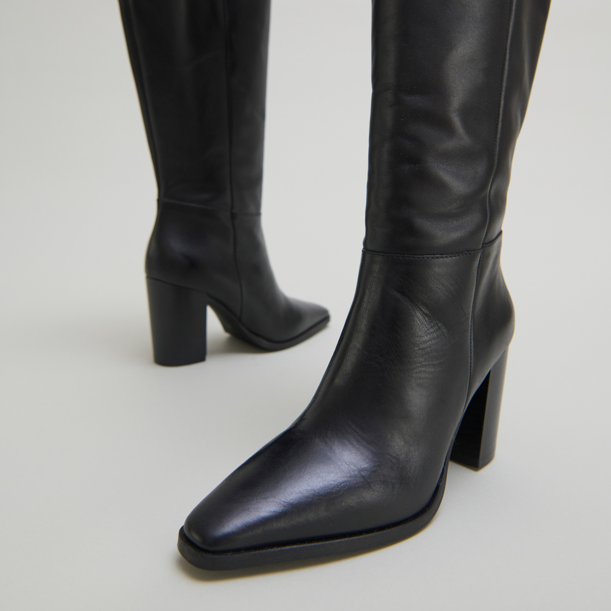 Bottes à bouts pointus in black leather | PLUME