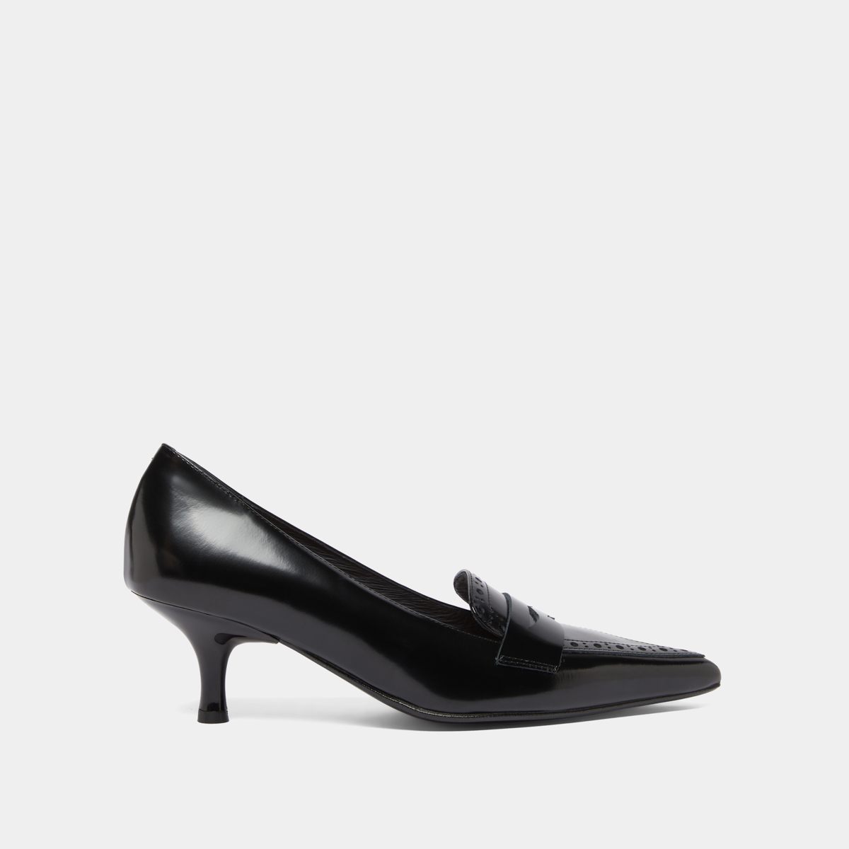 Escarpins à pattes in black glazed leather | DOLTO