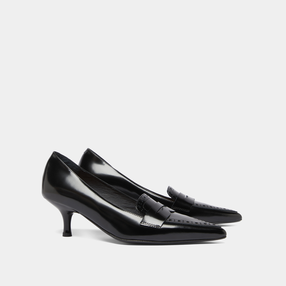 Escarpins à pattes in black glazed leather | DOLTO