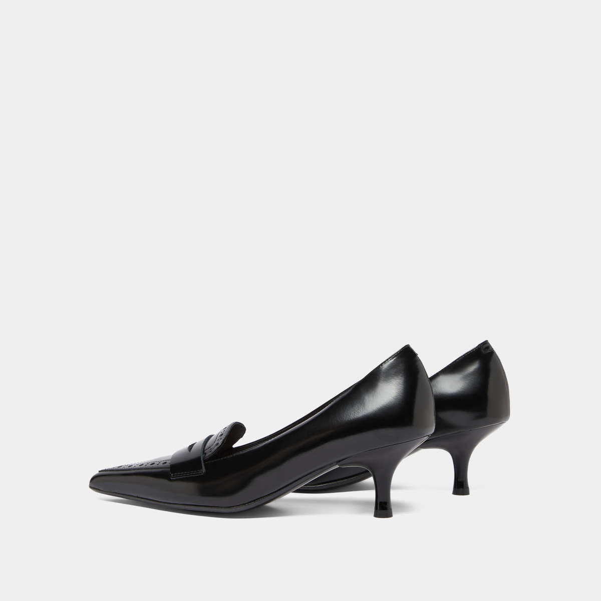 Escarpins à pattes in black glazed leather | DOLTO