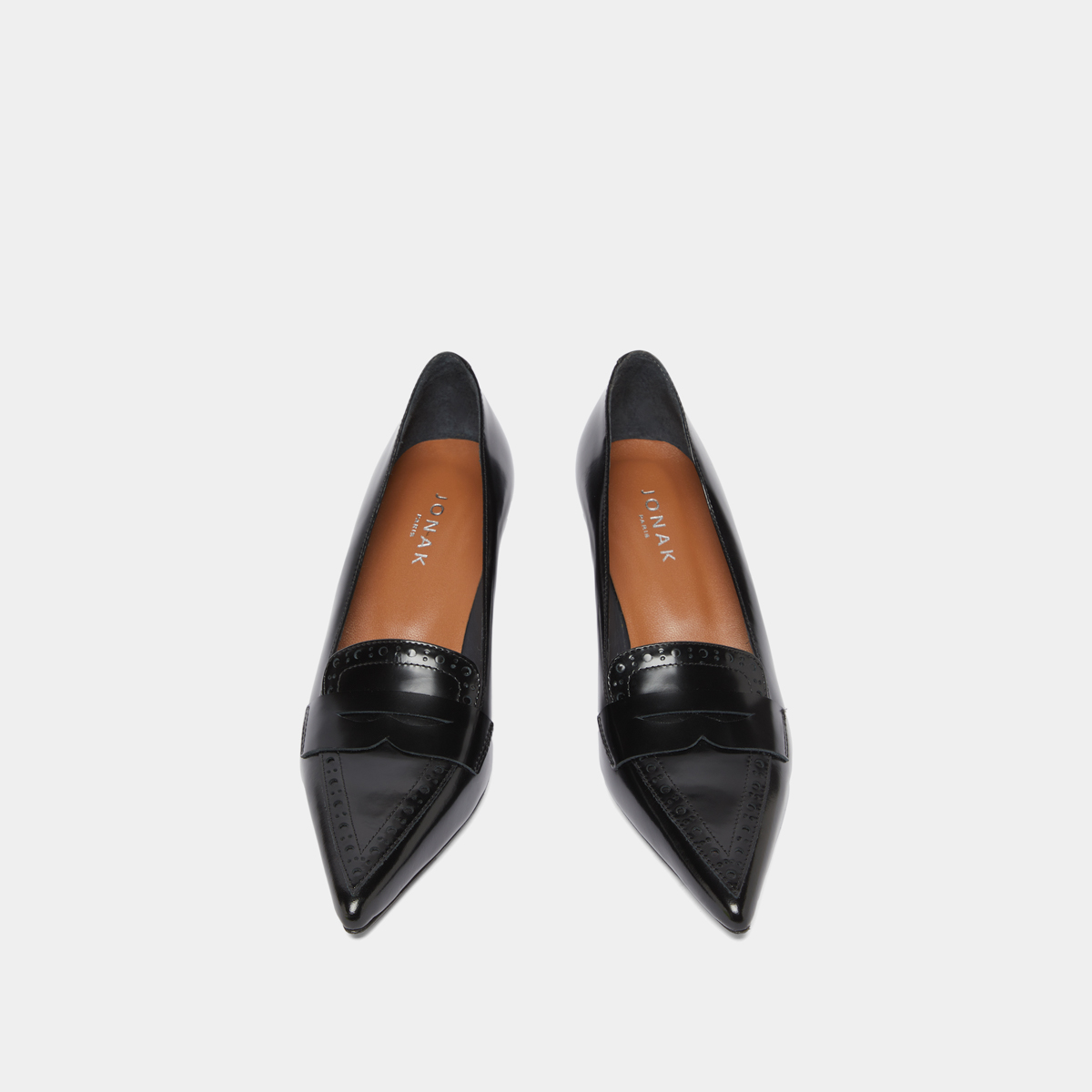 Escarpins à pattes in black glazed leather | DOLTO