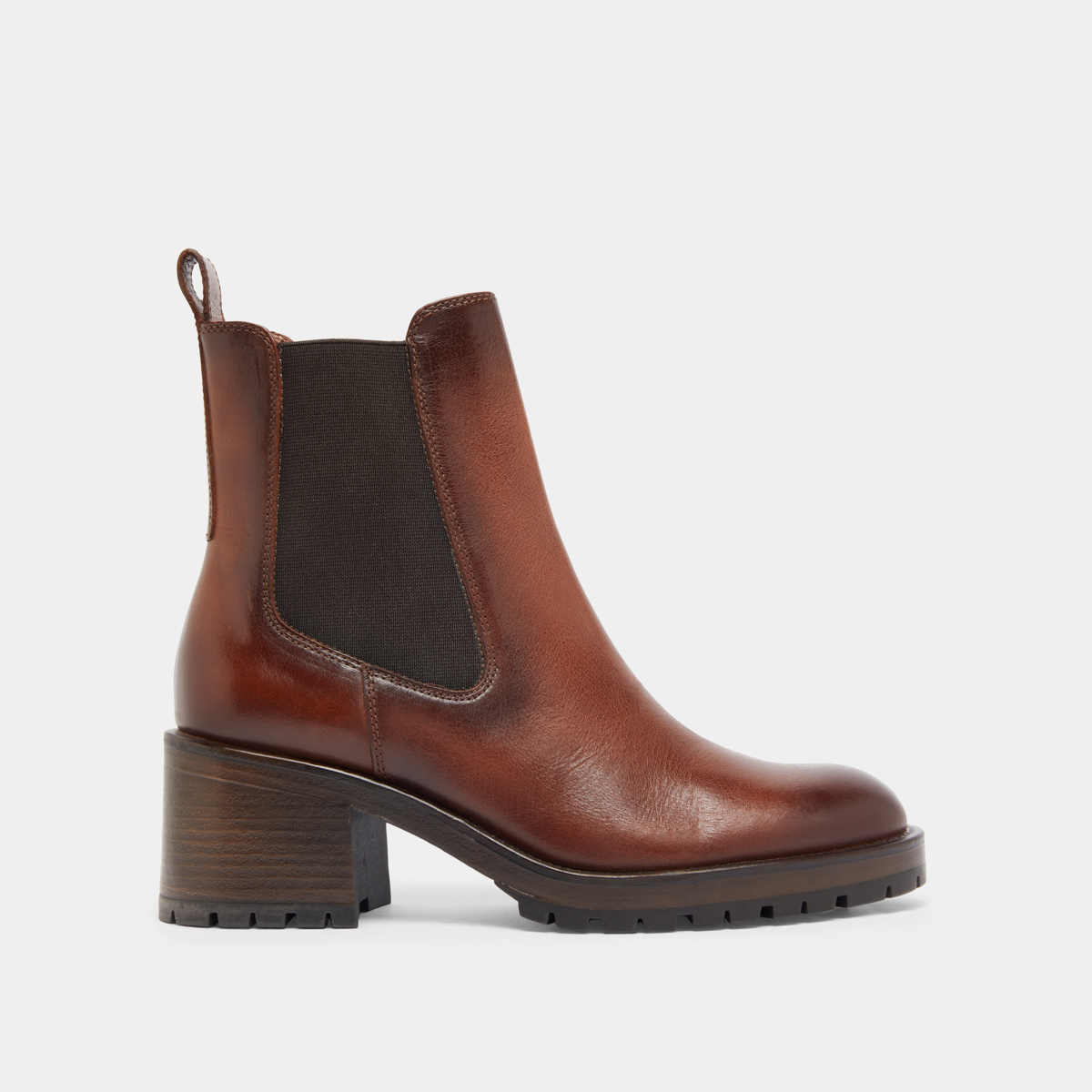 Lowboots with elastic bands in cognac patinated leather | CECILE