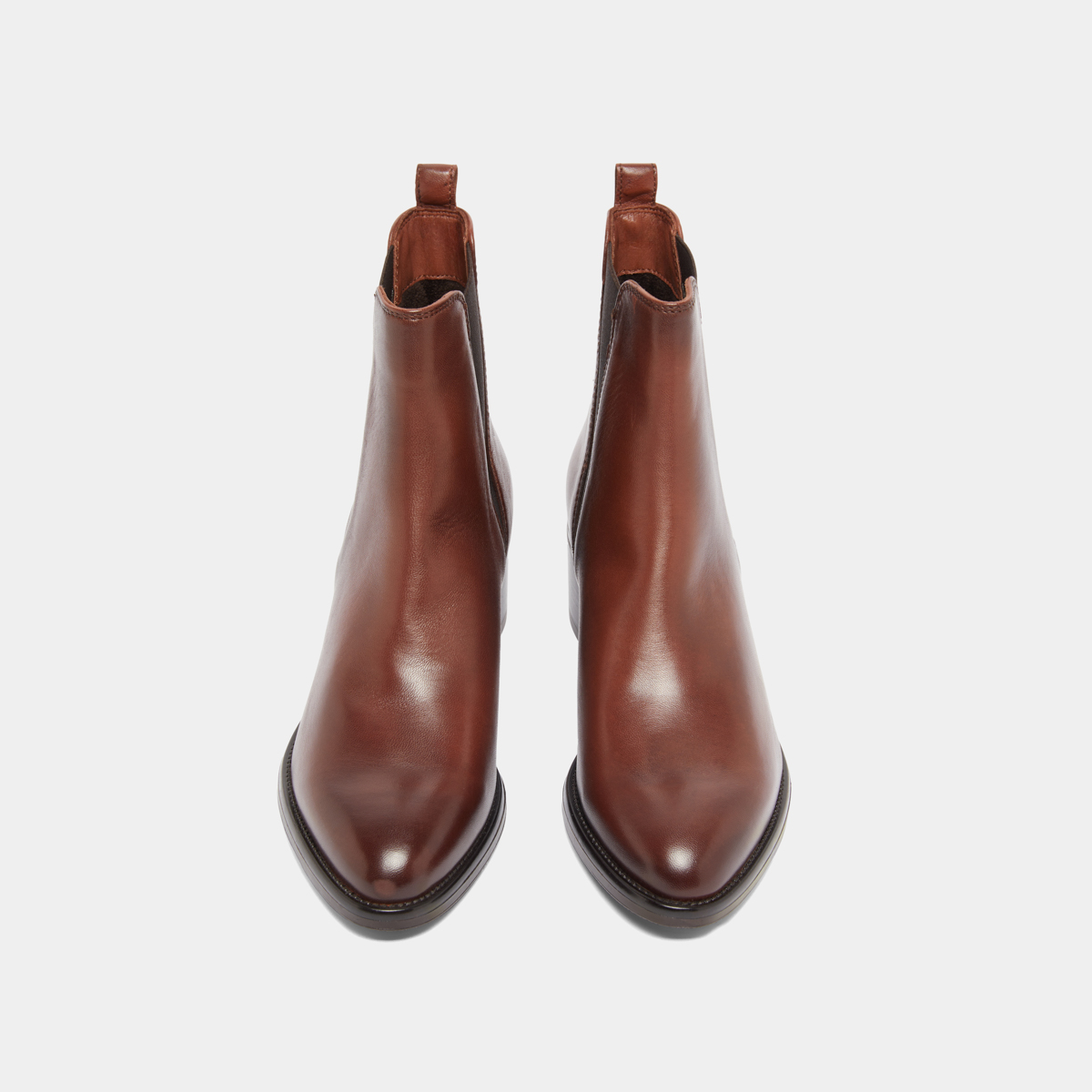 Bottines à élastiques triangulaires in cognac patinated leather | CHILO