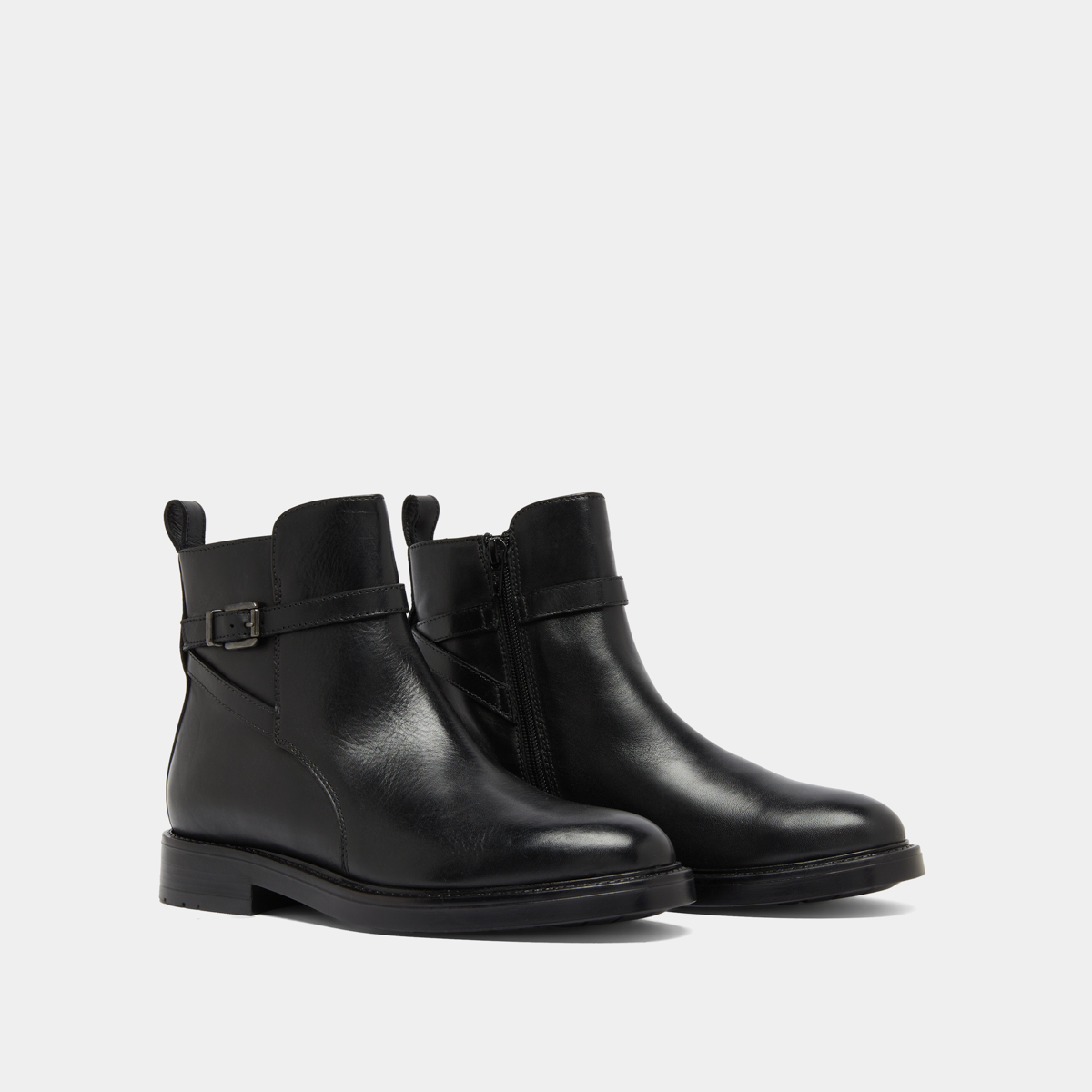 Boots à boucles in black leather | CLEA