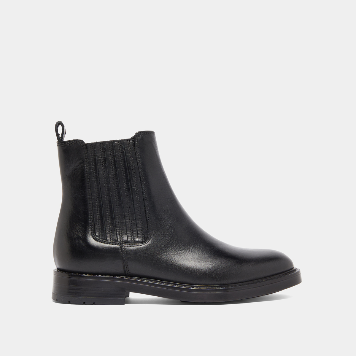 Boots à fronces in black leather | CLEANDRE