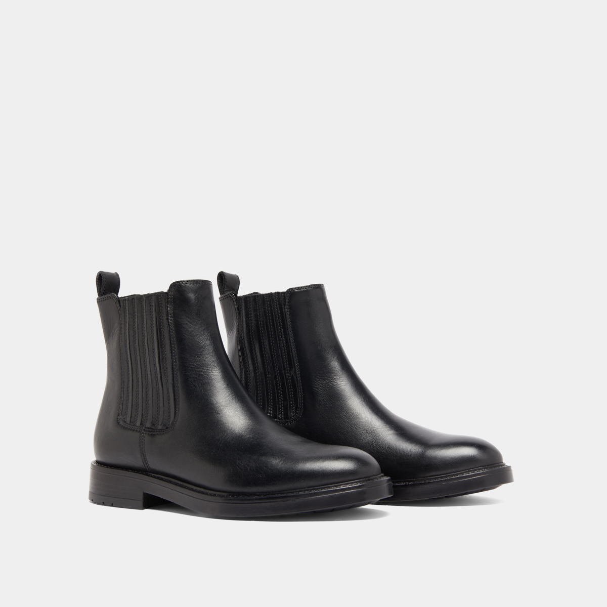 Boots à fronces in black leather | CLEANDRE