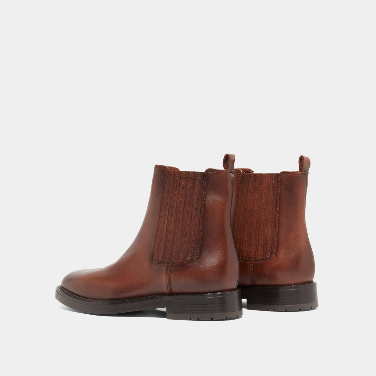 Boots à fronces in cognac patinated leather | CLEANDRE