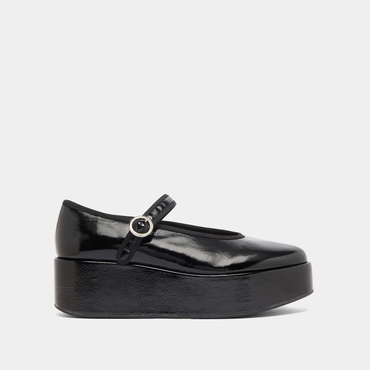 Ballerines à plateformes in black pleated patent | DODA
