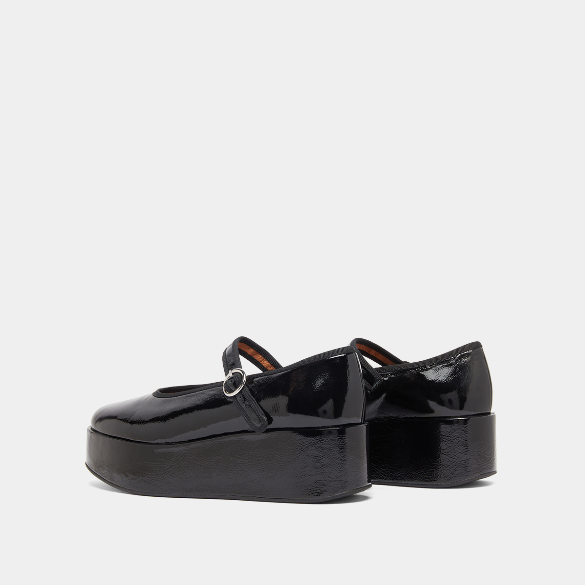 Ballerines à plateformes in black pleated patent | DODA