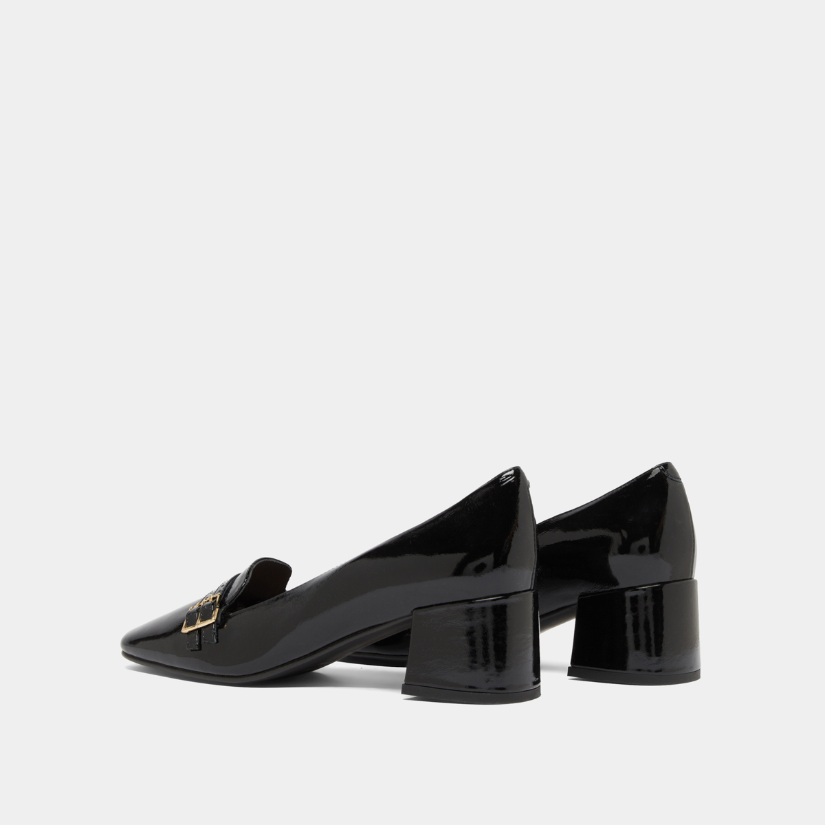 Ballerines à talons in black pleated patent | DENARIO