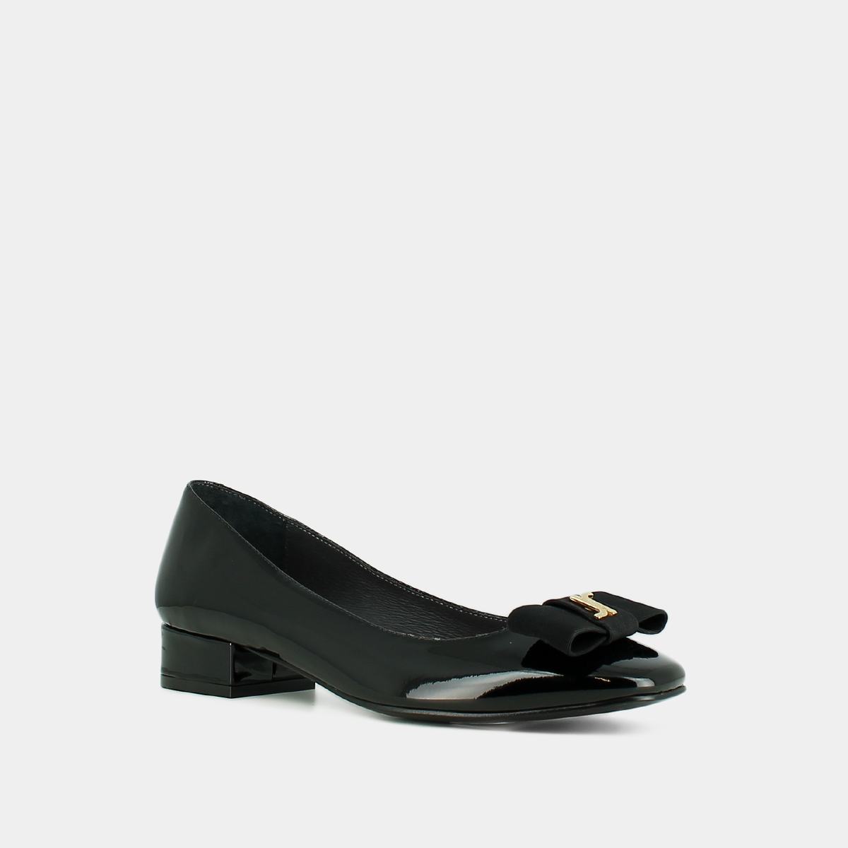 Ballerines avec noeud et monogramme in black patent | DAMIA