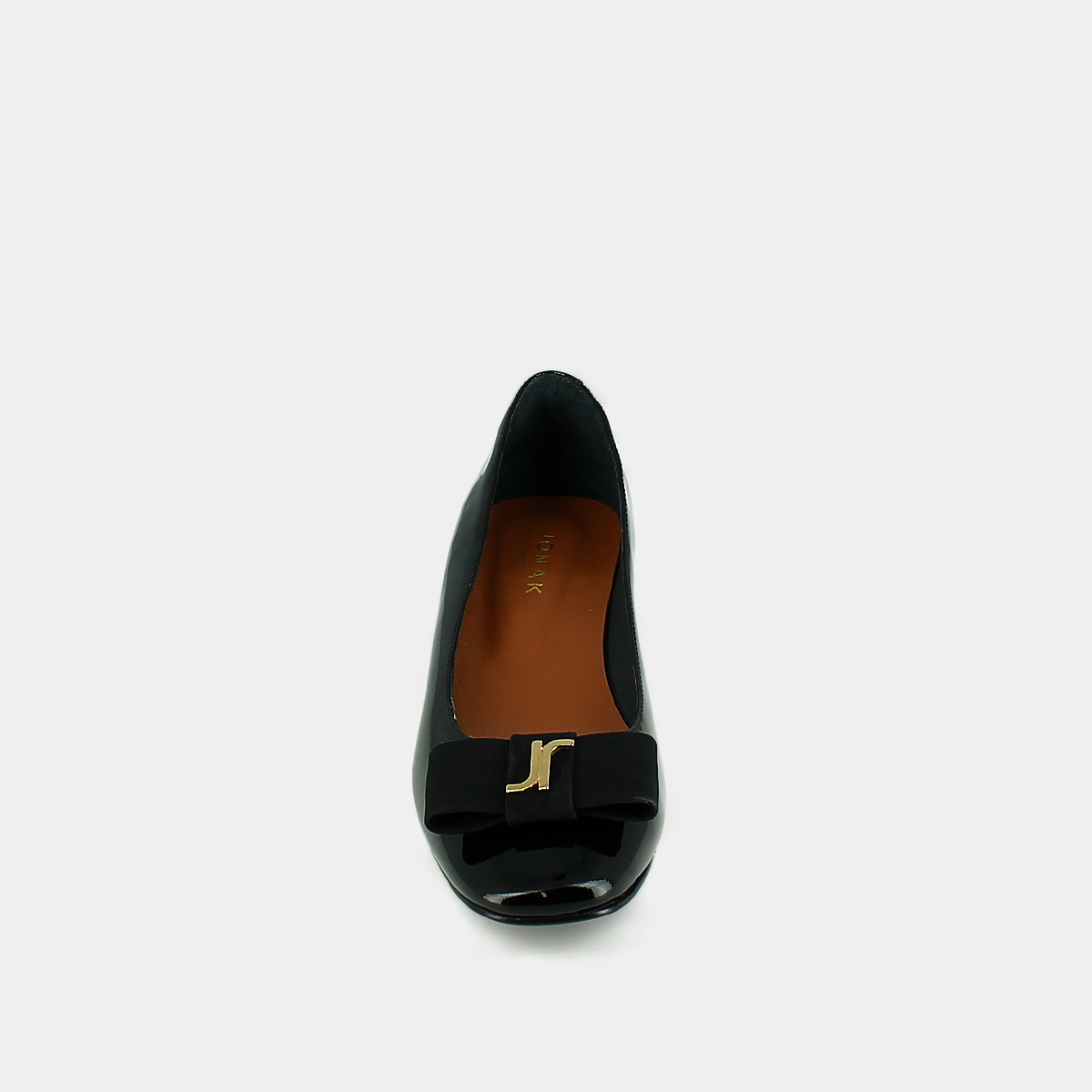 Ballerines avec noeud et monogramme in black patent | DAMIA