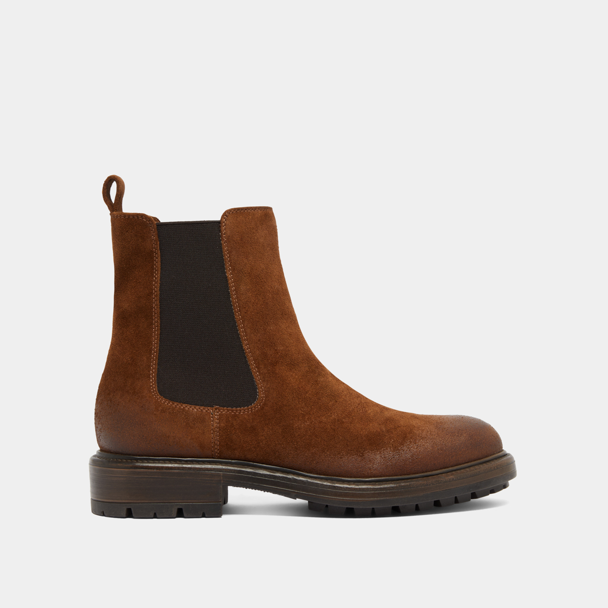 Lowboots with elastic straps and notched soles in cognac suede | CELINA