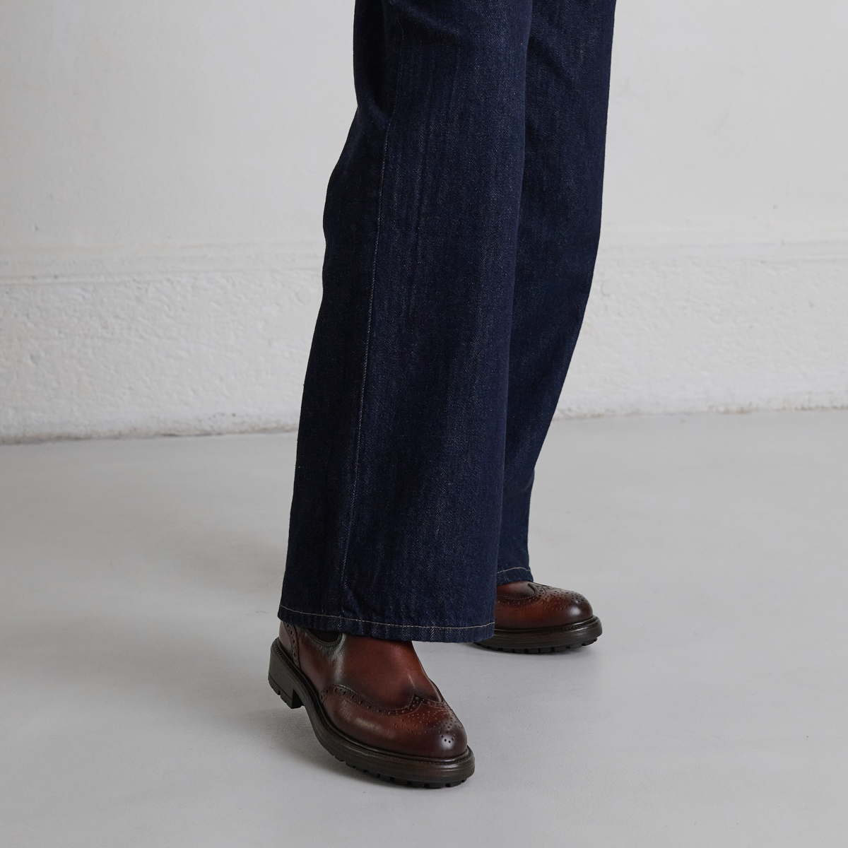 Boots à semelles crantées in cognac patinated leather | CELIA