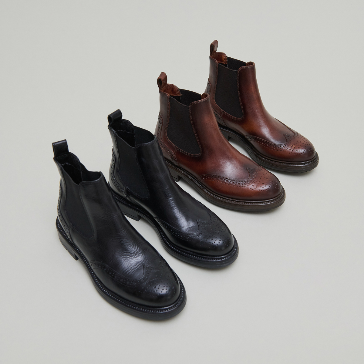 Boots à semelles crantées in cognac patinated leather | CELIA