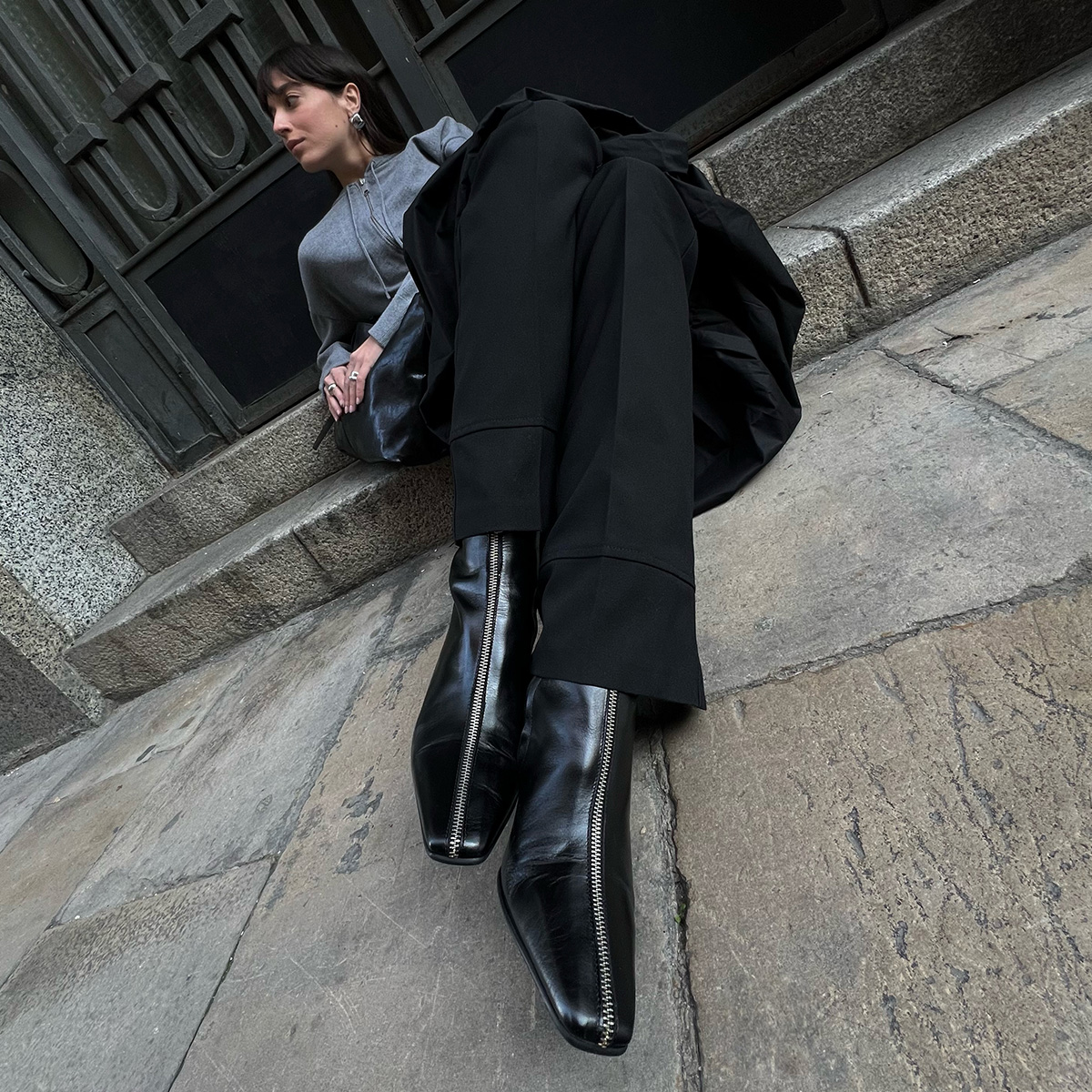 Bottines à talons et fermetures éclairs ... in black leather | DANZA
