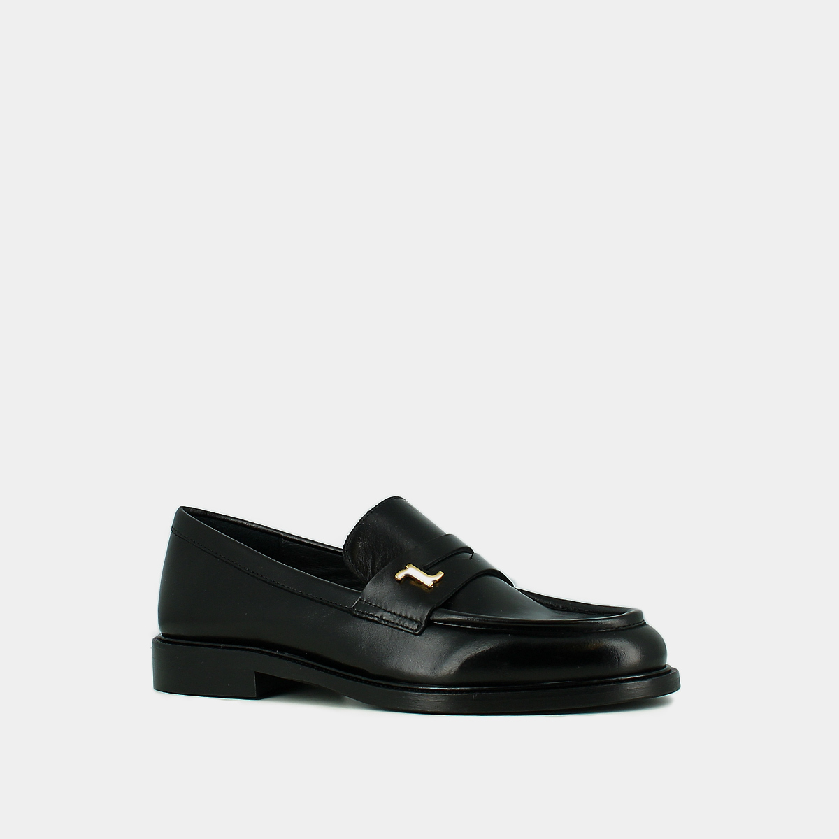 Round-toed loafers in black leather | DUEDI