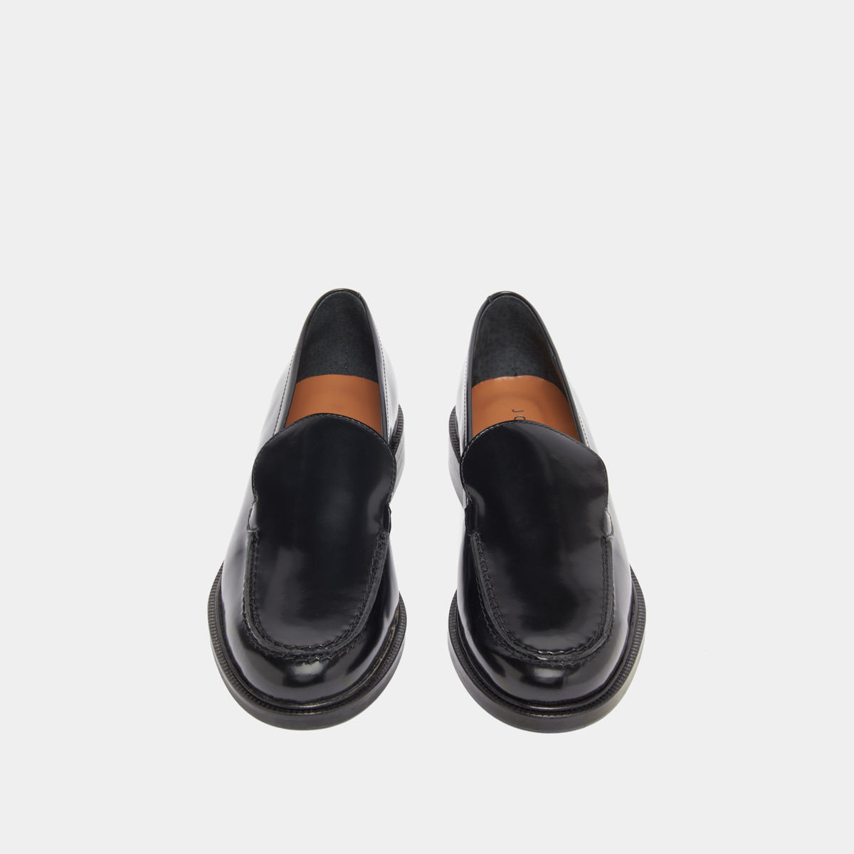 Mocassins à bouts ronds in black glazed leather | DIRNO