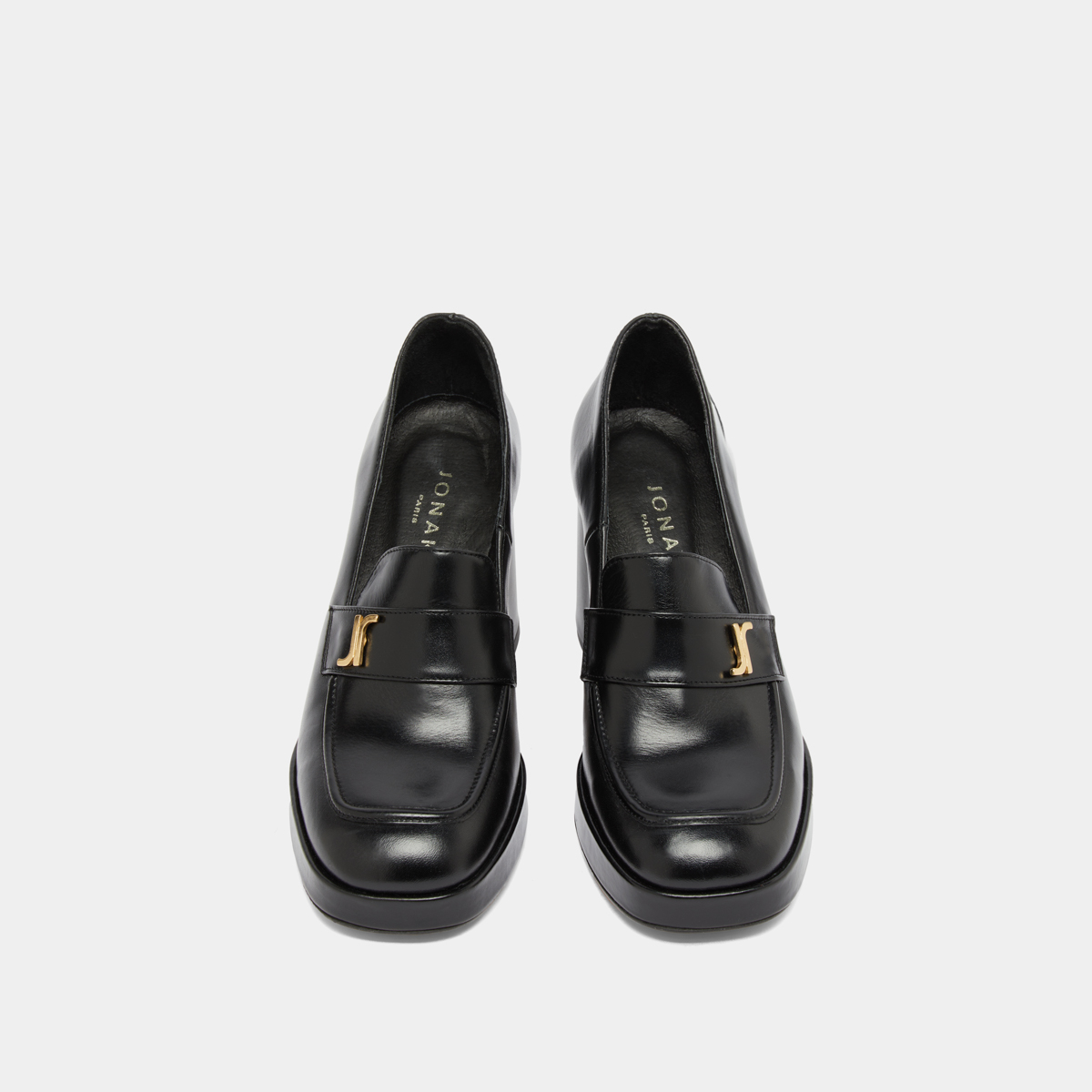 Monogrammed loafers in black leather | VIOLON
