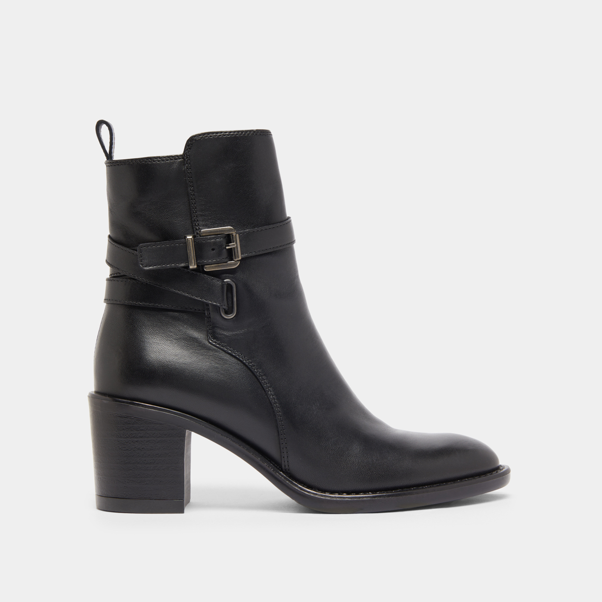 Bottines à talons et boucles in black leather | CAJOU