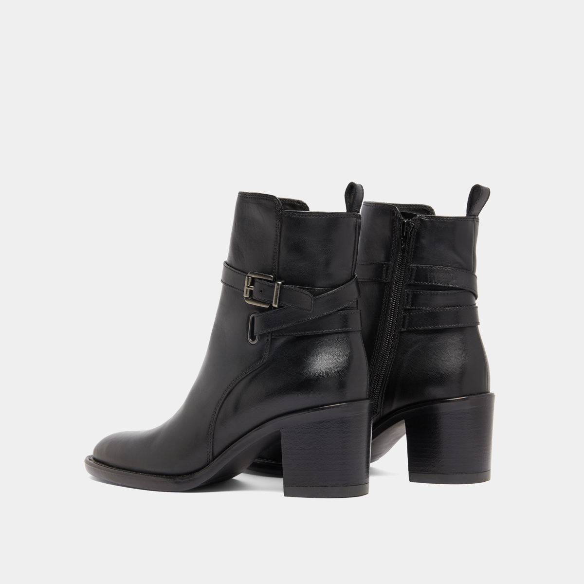Bottines à talons et boucles in black leather | CAJOU